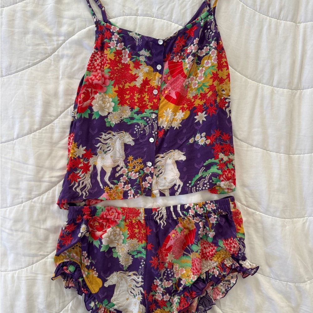 SPELL Wild Horses Lounge PJ Set NWOT - Picture 2 of 4